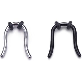 BodyBonita Anodized U-Shaped Septum Rings, G23 Titanium Nose Rings for Women Hoops, 14/16G Hanger Septum Ring Jewelry Retainer Piercing Jewelry with Fixed Rubber Stopper 2Pcs 6 mm in Saudi Arabia