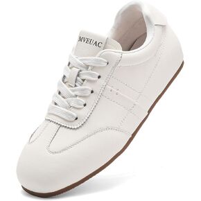 Women's Fashion Sneakers Leather Sneakers Lace-up Flat Shoes Casual Walking Shoes Non-Slip Women Shoes for Casual, Office, Walking, Home in Saudi Arabia