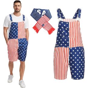 GYQMBT Unisex American Flag Overalls,4th of July Outfit Romper Bib Shorts,Jumpsuits Coveralls in Saudi Arabia
