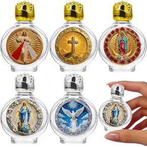 5-Pack Glass Holy Water Bottles Catholic Bulk, Full-Color Sacred Icon Printed 0.5 oz Leak Resistant Empty Catholic Containers for Church, Baptism, Home Altar in Saudi Arabia