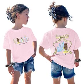 Bow Shirts for Girls Princess Tshirts Kids Toddler Cute Castle Graphic Tees Holiday Shirt Family Vacation Trip Tops in Saudi Arabia