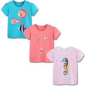 Boys Short Sleeve Graphic Tshirts, Crew Neck Cotton T-Shirts for Kids Boys Tee Tops Summer Outfit Set, Multipacks 3-7T in Kuwait