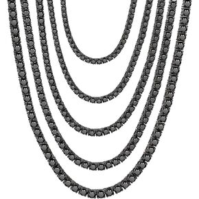 3mm 4mm 5mm Black Moissanite Cuban Link Chain, Stainless Steel Iced Out Tennis Necklace for Men Women, Round Cut Hip Hop Miami Bling Gift in Saudi Arabia