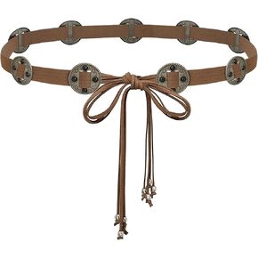 Women's Vintage PU Leather Bohemian Style Tassel Belt Knotted Waist Belt for Dresses Jeans in Saudi Arabia