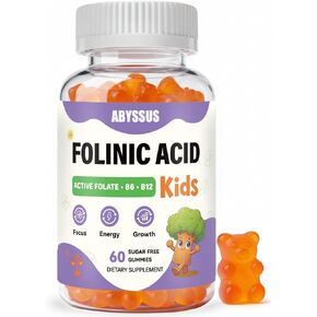 ABYSSUS Kids Folinic Acid Gummies with Active B6 (P5P) & Methyl B12 - Brain, Focus, Energy & Healthy Growth Support, Folate Methylation Supplement, Sugar-Free, Non-GMO, 60 Gummies in Saudi Arabia