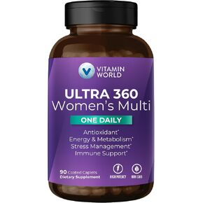Vitamin World Ultra 360 Multivitamin for Women One Daily, Women's Multivitamin with Collagen, Ashwagandha & Antioxidants, Supplement with Vitamin A, B, C & D for Energy & Immune Support, 90 Caplets in Saudi Arabia