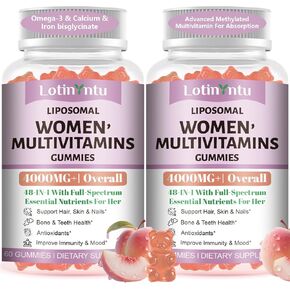 2 Pack 48-in-1 Liposomal 4000MG Overall Womens Multivitamin Gummies Supplement, Multivitamin for Women, Biotin, Iron, Collagen Peptides, Vitamins A C D, B Complex, Antioxidants, Immune Support in Kuwait