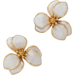Gold Flower Dripping Oil Statement Earrings Vintage Unique Enamel Floral Studs Earring Elegant Geometric Summer Boho Floral Jewelry for Women in Saudi Arabia