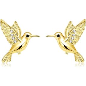 WOAINI Hummingbird Birds Stud Earrings for Women Hypoallergenic 14K Gold/White Gold Humming Bird Jewelry Gifts for Sensitive Ears in Saudi Arabia