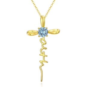 Gold Birthstone Faith Cross Infinity Necklace 14K Gold Religious Cross Pendant Necklaces with Birthstone Jewelry Christian Faith Mothers Day Gifts for Mom Wife Daughter in Saudi Arabia