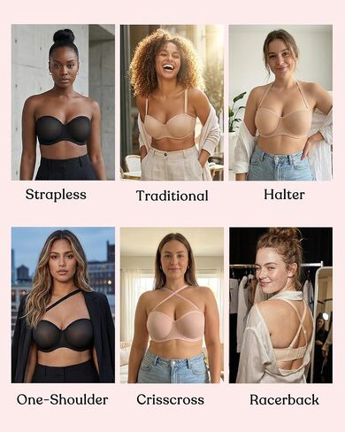 HSIA Strapless Bras for Women, Bella Convertible Minimizer Bra for Large Bust Unlined Balconette Underwire Bras Black in Kuwait