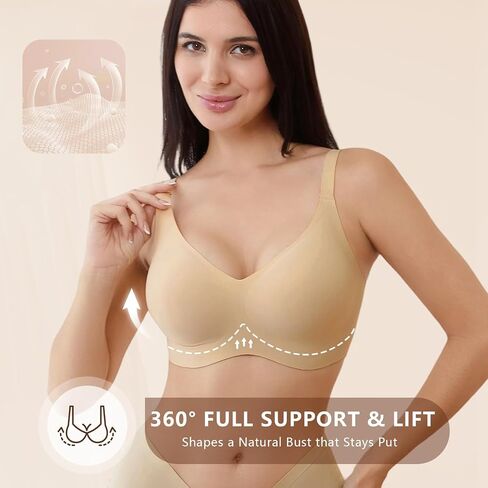 Wireless Bras for Women No Underwire Seamless Push Up Comfort T-Shirt Bra in Saudi Arabia