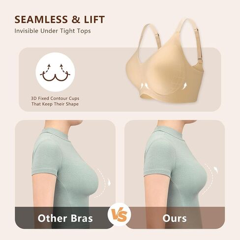 Wireless Bras for Women No Underwire Seamless Push Up Comfort T-Shirt Bra in Saudi Arabia