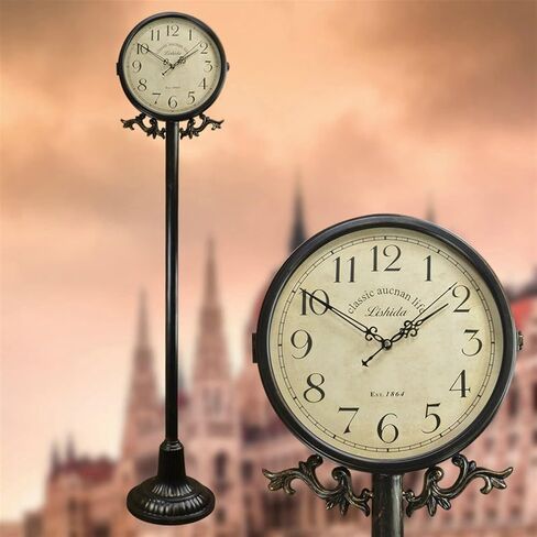 Standing Grandfather Clock Retro Floor Lamp, Living Room Sofa Side Light Luxury Design Bedroom Ins New Year Bedside Led Atmosphere Clock Home Decor in Saudi Arabia