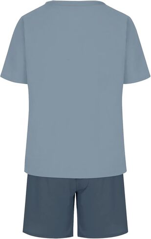 Men's Summer 2 Piece Outfit, Color Block Striped Short Sleeve T-Shirt & Drawstring Shorts Casual Tracksuit in Kuwait
