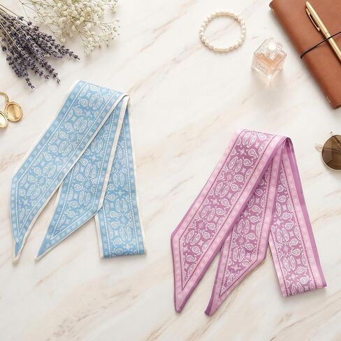 Gvhntk 6Pcs Fashion Scarves for Women Versatile Boho Scarves Headbands Multifunctional Satin Scarf Bag Neck Hair Accessories in Kuwait