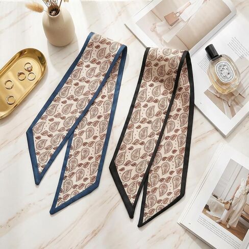 Gvhntk 6Pcs Fashion Scarves for Women Versatile Boho Scarves Headbands Multifunctional Satin Scarf Bag Neck Hair Accessories in Kuwait