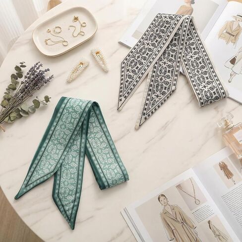 Gvhntk 6Pcs Fashion Scarves for Women Versatile Boho Scarves Headbands Multifunctional Satin Scarf Bag Neck Hair Accessories in Kuwait