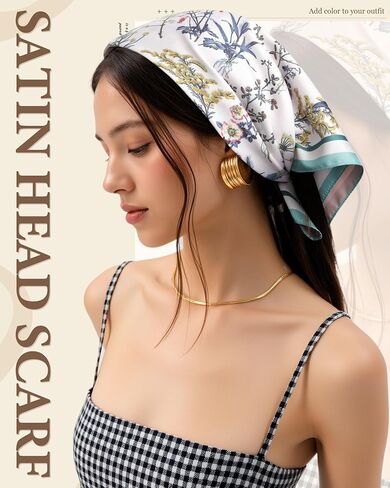 AWAYTR 27.5" Reversible Head Scarf for Women - Neck Scarf Like Silk Hair Bandanas Women Head Wrap Sleep Headscarf in Kuwait