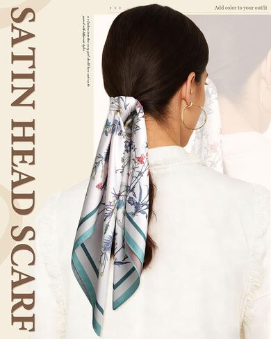 AWAYTR 27.5" Reversible Head Scarf for Women - Neck Scarf Like Silk Hair Bandanas Women Head Wrap Sleep Headscarf in Kuwait
