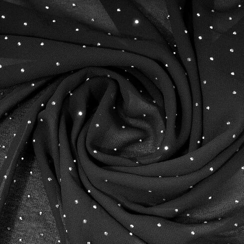 Nydotd Rhinestone Shawl Wrap for Evening Dresses, Sheer Chiffon Sparkly Beach Scarf Glitter hijab for Women Wedding Party in Kuwait