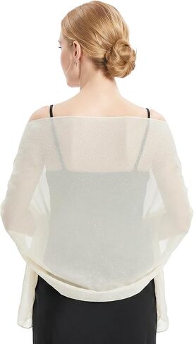 Nydotd Rhinestone Shawl Wrap for Evening Dresses, Sheer Chiffon Sparkly Beach Scarf Glitter hijab for Women Wedding Party in Kuwait