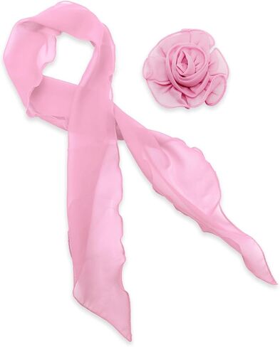 Ribbon Chiffon Scarf for Women, Sheer thin Neck Scarf with Removable Flower Scarves for Women Headband Handbags Belt in Kuwait