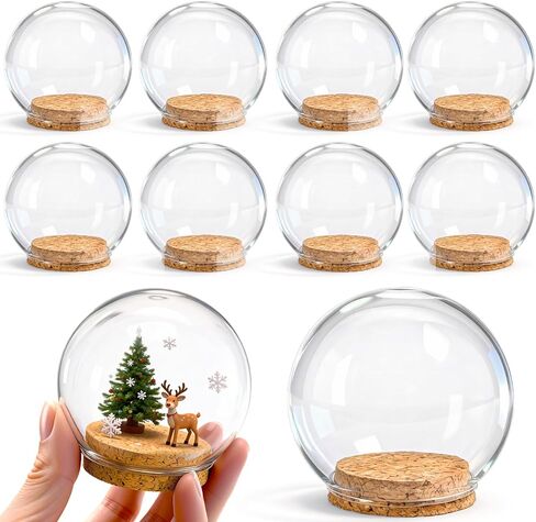 Eorbow 9 Pack Round Glass Cloche Display Dome, 2.6 Inch Decorative Glass Bell Jar, Small Globe Display Cases with Cork Base for Christmas Party Favor, Plants, Fairy Lights, Table Decors in Kuwait