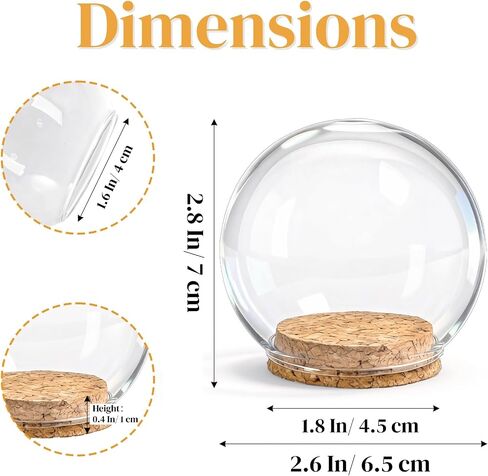 Eorbow 9 Pack Round Glass Cloche Display Dome, 2.6 Inch Decorative Glass Bell Jar, Small Globe Display Cases with Cork Base for Christmas Party Favor, Plants, Fairy Lights, Table Decors in Kuwait