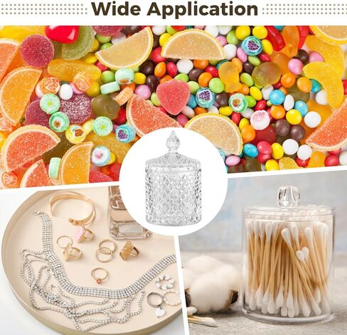 4Pcs Crystal Glass Candy Jars with Lids, 260 ml / 9 oz Decorative Storage Box for Jewelry, Small Cookie Jar Decorative Jars,Pointed Lid Canister for Apothecary,Bathroom,Home,Kitchen,Party in Saudi Arabia