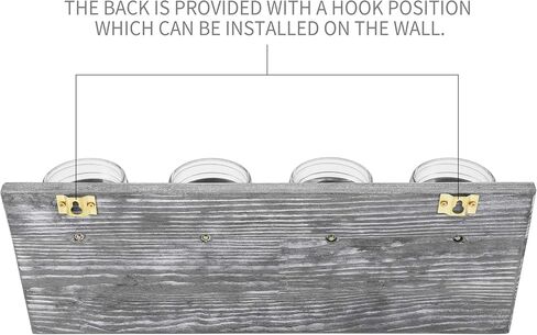 Rustic Antique Mason Jar Organizer 4-Shelf Hanging Wall Holder for Home Decor, Bathroom, Kitchen, Office, Farmhouse with 4-Jar, Gray in Saudi Arabia