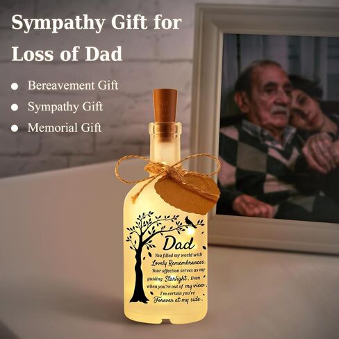 Memorial Gifts for Loss of Dad, Loss of Father Sympathy Gift, In Memory of Dad, Bereavement Condolences Gift for Loss, Sympathy Decorative Bottle Jar Lighting in Saudi Arabia