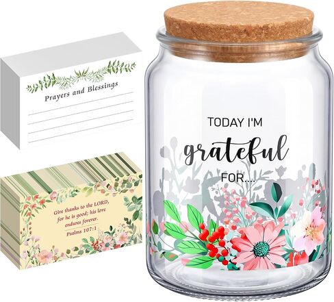 Christian Gratitude Jar with Bible Verse Note Cards Keepsake Count Your Blessings Jar for Thanksgiving Activity Christmas Gift Birthday Family Friends Keepsake in Kuwait