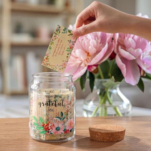 Christian Gratitude Jar with Bible Verse Note Cards Keepsake Count Your Blessings Jar for Thanksgiving Activity Christmas Gift Birthday Family Friends Keepsake in Kuwait