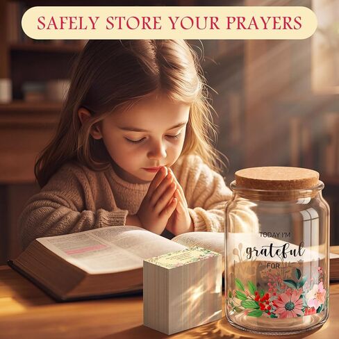 Christian Gratitude Jar with Bible Verse Note Cards Keepsake Count Your Blessings Jar for Thanksgiving Activity Christmas Gift Birthday Family Friends Keepsake in Kuwait