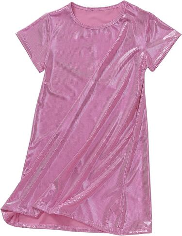 Girls Metallic Party Dress Kids Glossy Shiny Swing Prom Dress in Kuwait