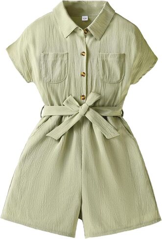 Girls Summer Romper Shorts - Military Green Sleeveless One Piece Jumper for Teen Girls 5t-14t in Saudi Arabia