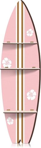 Surfboard Wall Decor, 47" x 13" Large Wooden Surfboard Wall Shelf with 3 Tiers Decorative Beach Coastal Surf Board Shelf for Summer Room Decoration,Comes with Screws & Screwdriver(Pink) in Kuwait