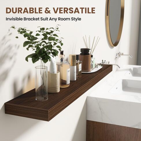 Acovy 30 Inch Floating Shelves for Wall 2 Pack, 30" Wall Shelves for Books, Storage, Decor, Wall Mounted Floating Shelf with Invisible Brackets for Kitchen, Living Room, Walnut in Kuwait