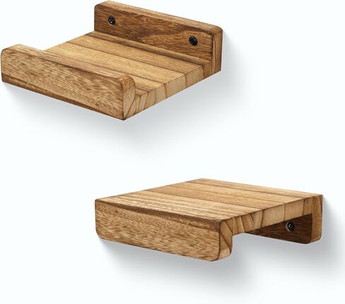 PHOENANCEE Small Wall Shelves,Mini Floating Shelf with Lip,Display Ledge,Speaker Shelf Set of 2 for Picture Frames Plants Decorative for Living Room Kitchen Bedroom,Wood,5 Inch,Carbonized Black in Kuwait