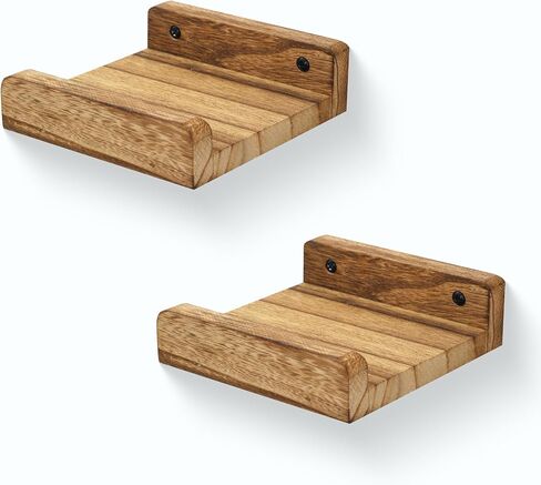 PHOENANCEE Small Wall Shelves,Mini Floating Shelf with Lip,Display Ledge,Speaker Shelf Set of 2 for Picture Frames Plants Decorative for Living Room Kitchen Bedroom,Wood,5 Inch,Carbonized Black in Kuwait