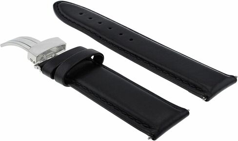 Ewatchparts 18mm Smooth Leather Watch Band Strap Deployment Clasp Waterproof Compatible With Rolex Black in Saudi Arabia
