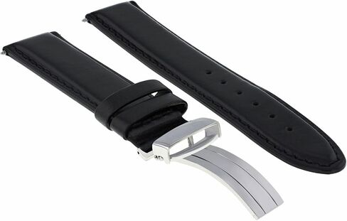 Ewatchparts 18mm Smooth Leather Watch Band Strap Deployment Clasp Waterproof Compatible With Rolex Black in Saudi Arabia