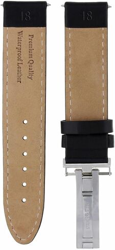 Ewatchparts 18mm Smooth Leather Watch Band Strap Deployment Clasp Waterproof Compatible With Rolex Black in Saudi Arabia