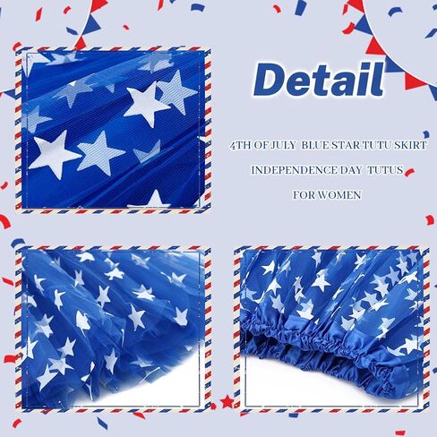 Abien 4th of July Tutu Skirt Blue Star Tutu Independence Day Tutu Skirts Layered Tulle Skirt for Women in Kuwait