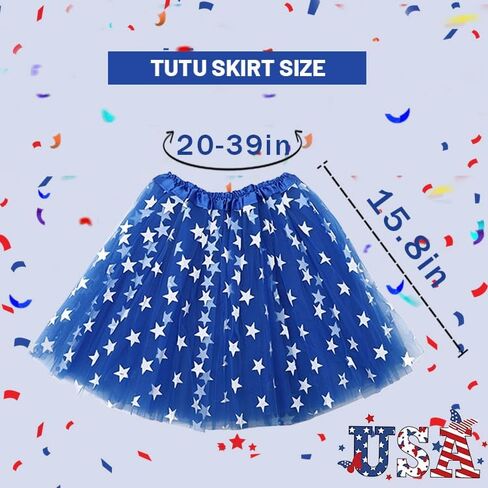 Abien 4th of July Tutu Skirt Blue Star Tutu Independence Day Tutu Skirts Layered Tulle Skirt for Women in Kuwait