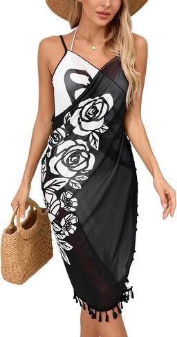Butterfly Print Beach Cover Up, Halter Neck Wrap Dress in Saudi Arabia