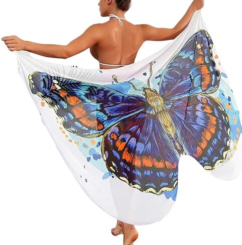 Butterfly Print Beach Cover Up, Halter Neck Wrap Dress in Saudi Arabia