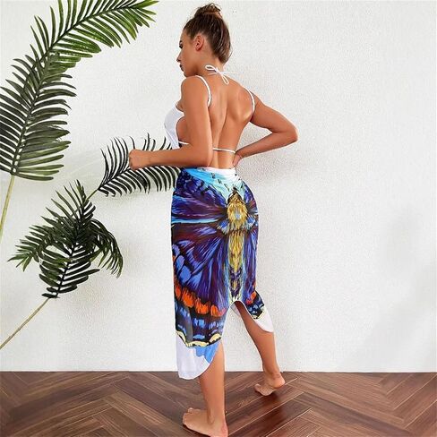 Butterfly Print Beach Cover Up, Halter Neck Wrap Dress in Saudi Arabia