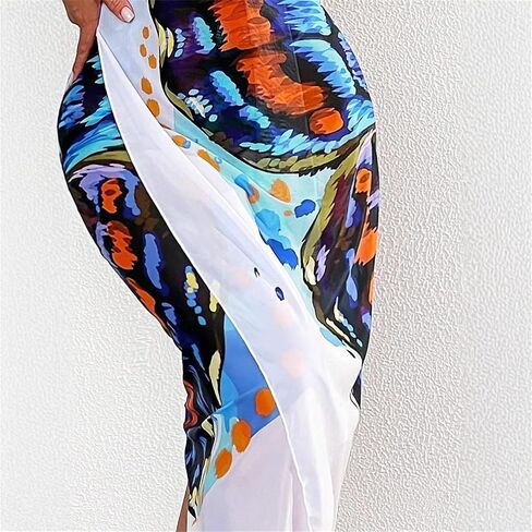 Butterfly Print Beach Cover Up, Halter Neck Wrap Dress in Saudi Arabia